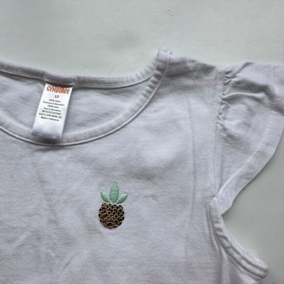 Gymboree White Pineapple Sequin Cap Sleeve Shirt - Size 10 - Picture 4 of 4